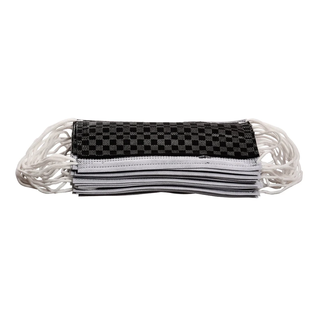 Black Check Non Woven Face Mask